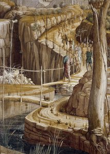 Fragment „Modlitwy w ogrodzie drzew oliwnych””, Judasz prowadzi żołnierzy do Jezusa – Agonia w Ogrodzie autorstwa Andrea Mantegna