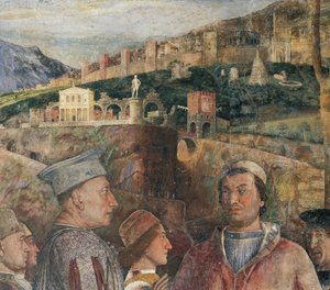 Fragment fresku w Komnacie Małżeńskiej autorstwa Andrea Mantegna (1431-1506) Zamek św. Jerzego, Mantua (Lista Światowego Dziedzictwa UNESCO, 2008). Włochy autorstwa Andrea Mantegna