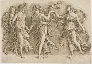 Cztery tańczące kobiety autorstwa Andrea Mantegna