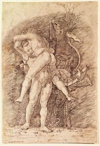Herkules i Antaeus, Andrea Mantegna (1431-1506), rysunek. autorstwa Andrea Mantegna