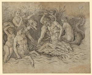 Walka bogów morza autorstwa Andrea Mantegna