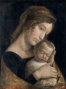 Madonna i śpiące dziecko Andrea Mantegna (1431-1506), tempera klejona na płótnie, 43x32 cm autorstwa Andrea Mantegna