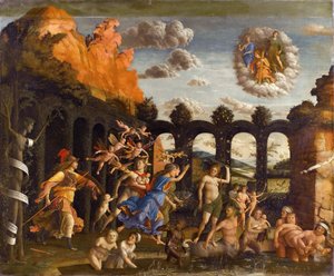 Minerwa wypędzająca występki z Ogrodu Cnoty autorstwa Andrea Mantegna