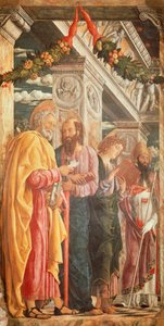 Święci Piotr i Paweł oraz dwaj święci, fragment z Ołtarza San Zeno autorstwa Andrea Mantegna