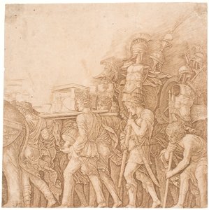 Żołnierze niosący trofea autorstwa Andrea Mantegna