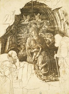 Studium Adoracji Trzech Króli autorstwa Andrei Mantegny (1431-1506), rysunek autorstwa Andrea Mantegna