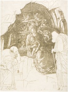 Adoracja Trzech Króli (Dziewica z Groty) autorstwa Andrea Mantegna
