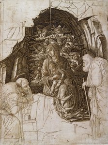 Adoracja Trzech Króli: Dziewica w Grocie, ok. 1475-80 autorstwa Andrea Mantegna
