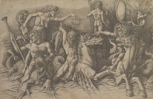 Bitwa Bogów Morskich Lewa część fryzu, ca. 1485-88. autorstwa Andrea Mantegna