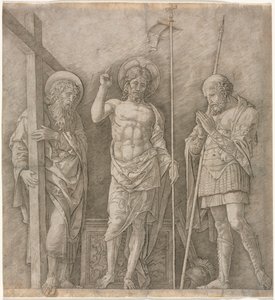 Zmartwychwstały Chrystus między św. Andrzejem a Longinusem autorstwa Andrea Mantegna