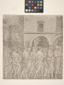 Senatorowie - Triumf Juliusza Cezara (grawerunek na kremowym papierze) autorstwa Andrea Mantegna