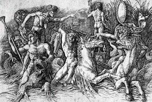 Bitwa bogów morskich, Andrea Mantegna (1431-1506), rycina. Szczegół. autorstwa Andrea Mantegna