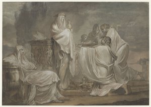 Scena poświęcenia z dziewicami westalek autorstwa Andrea Oppiani