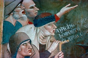 Fragment fresku ukazującego triumf śmierci, XIV w. autorstwa Andrea Orcagna