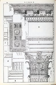Detale dekoracyjne z Tempio Trajana, ilustracja z faksymile egzemplarza „I Quattro Libri dell