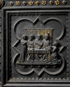 Ofiarowanie głowy św. Jana Chrzciciela królowi Herodowi (21 p.n.e.-39 n.e.), siedemnasty panel południowych drzwi baptysterium San Giovanni, 1336 (brąz)