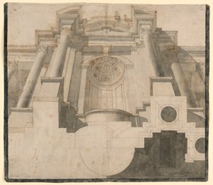 Architektura widziana od dołu, projekt płyty 55 w "Perspektywy malarzy i architektów" Andrei Pozzo