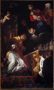 Reprezentacja San Francesco Borgia (św. Francois Borgia) (1510-1572) Jezuita i hiszpański święty Obraz Andrea Pozzo (1642-1709) Genes, kościół Santi Andrea e Ambrogio