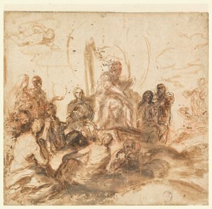 Projekt do Alegorii Mądrości Bożej, Sala Przyjęć, Palazzo Barberini, Rzym, Włochy autorstwa Andrea Sacchi