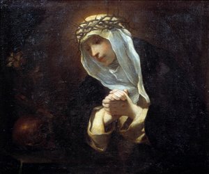 Przedstawienie św. Katarzyny ze Sieny (1347-1380) (olej na płótnie) autorstwa Andrea Sacchi