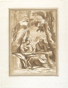 Odpocznij w locie do Egiptu autorstwa Andrea Scacciati after Agostino Carracci