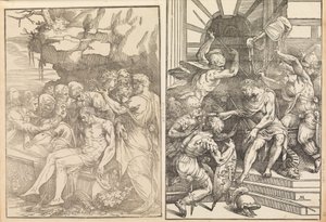 Lament nad umarłym Chrystusem, Chrystus zostaje zaatakowany przez żołnierzy, ok. godz. 1556-57 . autorstwa Andrea Schiavone