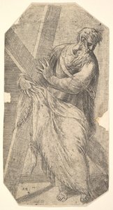 Św. Andrzej trzymający duży krzyż, z „Chrystusa i apostołów”, ca. 1548-50.