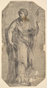 Św. Mateusz trzymający laskę i księgę, skręcając w lewo, ok. godz. 1540-50.