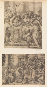 Adoracja Trzech Króli, ca. 1542-46 . autorstwa Andrea Schiavone