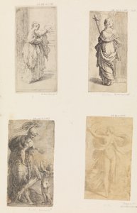 Dwie kobiety, Mars i Kupidyn, Diana, ca. 1536-38 . autorstwa Andrea Schiavone