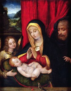 Święta Rodzina (olej na drewnie) autorstwa Andrea Solario