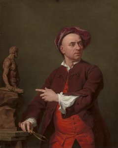 John Michael Rysbrack modeluje swoją terakotową statuę Herkulesa