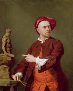 John Michael Rysbrack modeluje swoją terakotową statuę Herkulesa, 1753