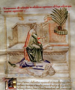 Alegorie wstrzemięźliwości w „Pieśni o cnotach i naukach” Bartolomeo di Bartoli. Akwarela autorstwa Andrei di Bartoli (aktywna między 1358 a 1368) (ms. 599, f