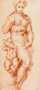 Charity, rysunek Pontormo, dawniej przypisywany Andrei del Sarto. Gabinet Rysunków i Grafiki, Galeria Uffizi, Florencja autorstwa Andrea del Sarto