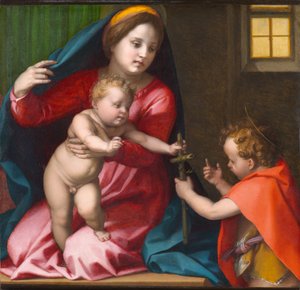 Madonna z Dzieciątkiem ze św. Janem Chrzcicielem, ok. 1528 (olej na desce) autorstwa Andrea del Sarto