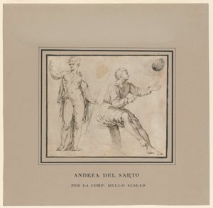Szkice nagiej postaci w klasycznej pozie i siedzącej postaci autorstwa Andrea del Sarto