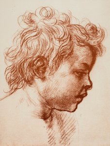 Studium dla głowy św. Jana (dziecka) Świętej Rodziny, Galeria Palatina, Pitti; rysunek Andrea del Sarto, Departament Rysunków i Grafiki, Galeria Uffizi, Florencja autorstwa Andrea del Sarto