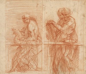 Studium postaci za balustradą (recto); Studium postaci za balustradą (verso) autorstwa Andrea del Sarto