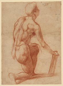 Studium klęczącej postaci ze szkicem twarzy (recto); studium postaci i twarz (verso) autorstwa Andrea del Sarto