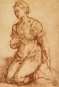 Studium kobiety; rysunek autorstwa Andrei del Sarto. Gabinet Rysunków i Grafiki, Galeria Uffizi, Florencja autorstwa Andrea del Sarto