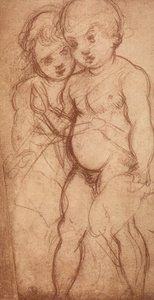 Studium dwóch cherubinów; rysunek autorstwa Andrei del Sarto. Gabinet Rysunków i Grafiki, Galeria Uffizi, Florencja autorstwa Andrea del Sarto