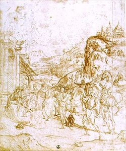 Pokłon Trzech Króli (kreda na papierze) autorstwa Andrea del Sarto