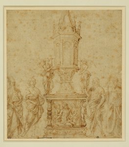 Szkoła Verrocchia. Relikwiarz między świętym ... autorstwa Andrea del Verrocchio
