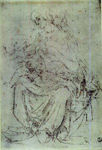 Studium Madonny z Dzieciątkiem (kreda na papierze) autorstwa Andrea del Verrocchio