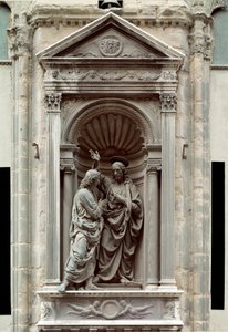 Niedowierzanie św. Tomasza Rzeźba z brązu autorstwa Andrea di Francesco di Cione dit il Verrocchio (1435-1488) Florencja, Chiesa di Orsanmichele