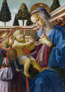 „Madonna i dziecko z dwoma aniołami” Obraz Andrea del Verrocchio (1437-1488) 1467-1469 Londyn Galeria narodowa autorstwa Andrea del Verrocchio