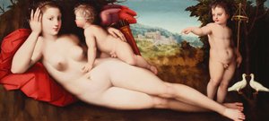 Wenus z Miłością Świętą i Nieświętą, autorstwa Andrea di Alessandro Bresciano
