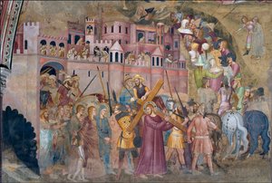 Chrystus niosący krzyż - Chrystus niosący krzyż - Fresk z kaplicy hiszpańskiej autorstwa Andrea di Bonaiuto