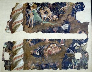 Triumf śmierci, fragment fragmentów przedstawiający piekło, fresk z 1348 r
